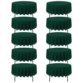 BRILLMAX 10 Pack Hunter Green Round Tablecloths 90 Inch - Circle Bulk Linen Polyester Fabric Washable Table Clothes Cover for Wedding Reception Banquet Birthday Party Buffet Restaurant