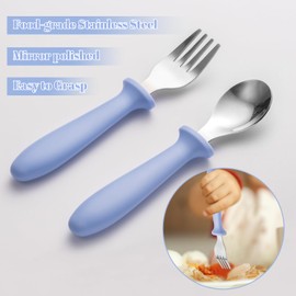 Kids Stainless Steel Utensils,Toddler Utensils,Toddler Forks and Spoons with Storage Box,Dishwasher Safe for School Lunch, Travel & Outdoors