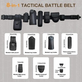 BittPicc 8 in 1 Police Utility Belt with 4 Pcs Belt Keepers Nylon Tactical Security Guard Duty Belt Versatile Military Modular Equipment System Molded Duty Belts Set for Law Enforcement,Black