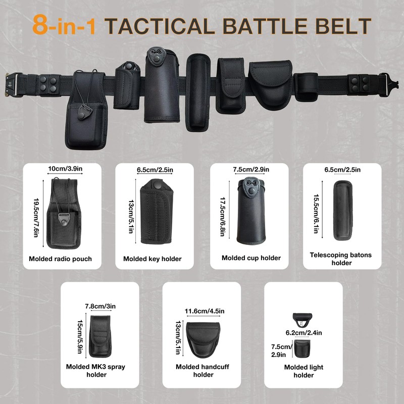 BittPicc 8 in 1 Police Utility Belt with 4 Pcs