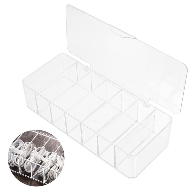 SHINEOFI 2Pcs Desktop Cable Management Box Organizer with Lid for