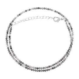 Natural Black Rutile Gemstone Full Beaded Choker Necklace, Chakra Healing Crystals, Silver Plated Chain, Gift for Women, Birthday, Gemstones Jewelry, Statement Necklace 18 inch