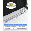 HTOH Shower Drain Offset for Bathroom: 24-Inch Brushed Nickel Linear