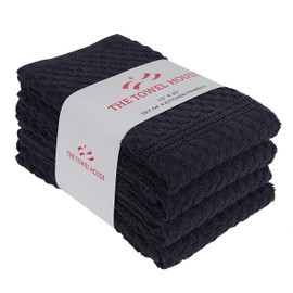 THE TOWEL HOUSE 100% Cotton Premium Terry Dish Towel with Hanging Loop - Heavy Duty Absorbent, Quick Drying Terry Kitchen Towels - Blue - 15x25 Inches (Pack of 4)