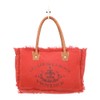 Myra Bag Carroty Upcycled Canvas & Leather Handbag S-1484, Red,
