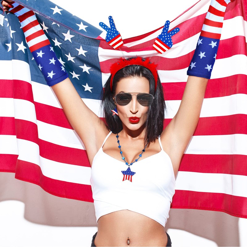 19 Pcs Independence Day Costume Set, American Flag Tulle Tutu