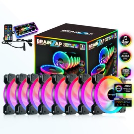 1-10x BRAINZAP 120 mm LED A-RGB/RGB Silent Case Fan Set Including Controller Case Fan MSI Aura Asus Gigabyte Coolmoon (8x Fans + Controller)