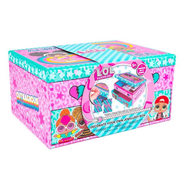 Lol Surprise Jewellery Box Craft Kit For Girls - Decorate Your Own Jewellery Box With Gemstones And Stickers - Fun Party Activity And Gift For Girls - Store And Organise Jewellery
