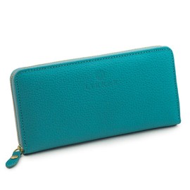 Lierre Genuine Leather, Made in Japan, Long Wallet, Round Zipper, Women's, Adult, Simple, Round Zipper, turquoise (turquoise blue)