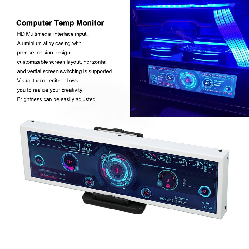 Computer Temp Monitor 8.8 Inch IPS Theme Editor Auto Off