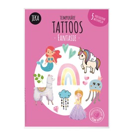 Skin-friendly children's tattoos to stick on, fantasy motif, children's tattoo set with 5 sheets, unicorn tattoos for girls, 100% vegan and made in Austria JEKA