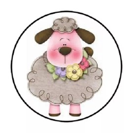 Homemade 48 CUTE SHEEP ENVELOPE SEALS LABELS STICKERS 1.2" ROUND