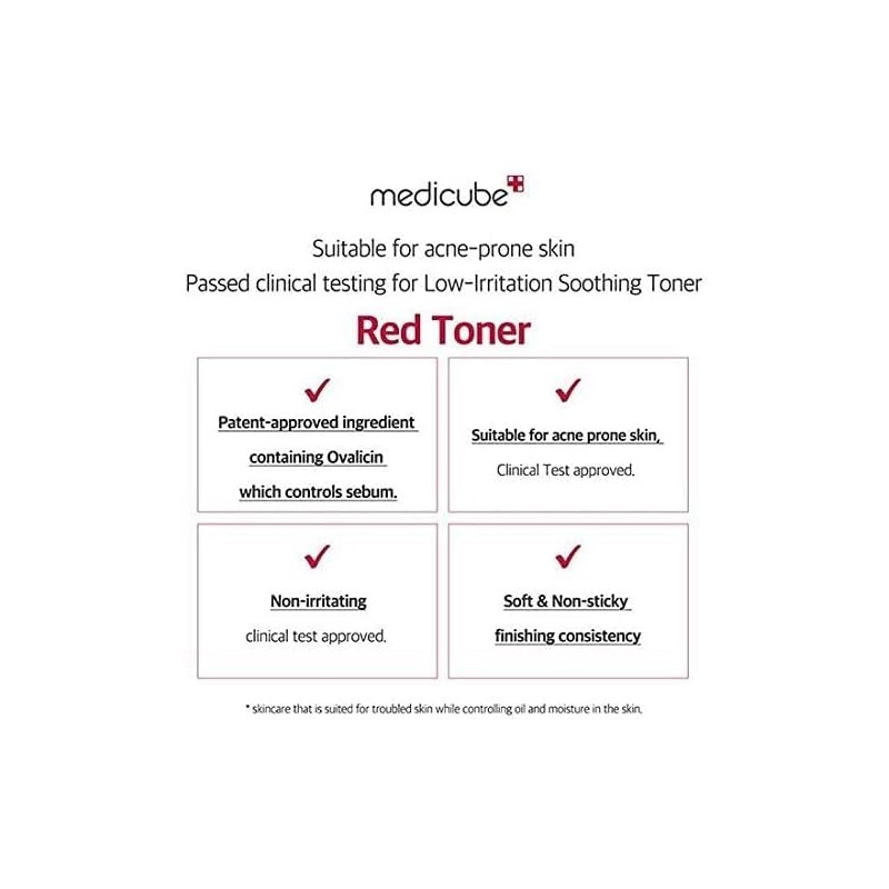 MEDICUBE Red Toner 2.0 Plus, Tónico Facial Coreano con Ácido
