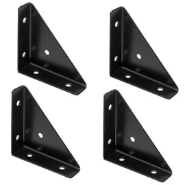 Jiozermi 8Pcs 66mm x 66mm Corner Brace Brackets, Angle Corner Brackets Black Angle Bracket Triangle Shelf Bracket Fastener Corner Desk Connector with Screws for Bed Edge(Black)