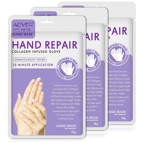 Hands Moisturizing Mask (3 Pack), Hand Spa Gloves Repair Rough Skinfor Dry Hands, Moisturizing Hand Gloves to Replenish Dry Dull Skin for Women Men