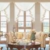 VOGOL White Sheer Valance with Shining Beaded, 39 Inches Wide