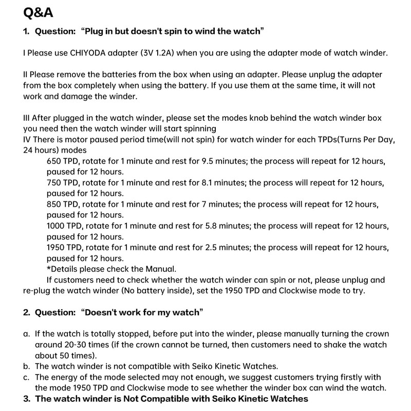 CHIYODA Single Watch Winder for Automatic Watches Solid Wooden Box