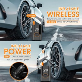 Sonicefit Tire Inflator Portable Air Compressor, 150PSI Cordless Air Pump for Car Tires, 3X Faster Inflate Electric Tire Pumps with Tire Pressure Gauge for Car Bikes Motorcycle Balls, Dual-Use Type