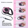 Retractable Dog Lead for Small, Medium and Large Dogs, Pink,