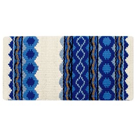 Mayatex Riverland Saddle Blanket, Cream/Periwinkle/Royal Blue