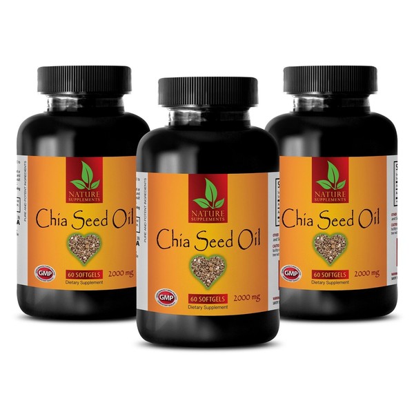 CHIA SEED OIL 2000mg - Omega 3-6-9 Nutrition Vegan - 180 Softgels 3 Bottles