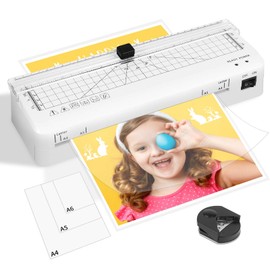 Laminator, A4 Laminator with Fast Warm-up, A4/A5/A6 Laminator 80-125 Mic with Built-in Cutter for Home Use Office School Photos