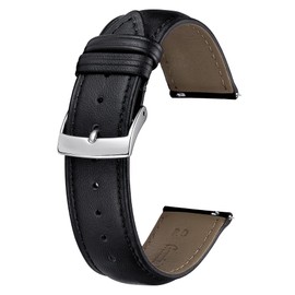 BINLUN Leather Watch Straps 22 mm 21 mm 20 mm 19 mm 18 mm 16 mm 14 mm 12 mm Multicoloured Calf Leather Watch Strap for Men and Women, Quick Release Replacement Leather Strap with Silver Buckle for