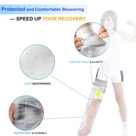 Waterproof Full Leg Cast Cover for Shower Kids -Available in 3 Sizes | Leg Cast Shower Protector, Watertight Seal Cast Cover Leg for Knee Foot Ankle, No Mark on Skin Reusable(Recommended Age:8-10)