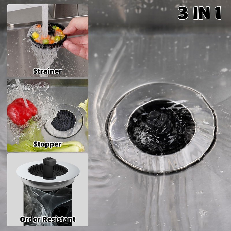 Hibbent 2 Pack Universal 3 in 1 Kitchen Sink Drain