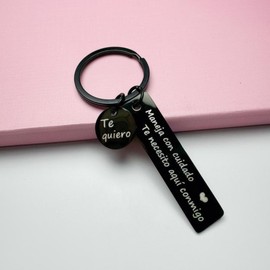 Drive Safe Keychain, “Te necesito aqui conmigo” Spanish Pendant, Anniversary Keychain Gift for Husband Birthday Gifts