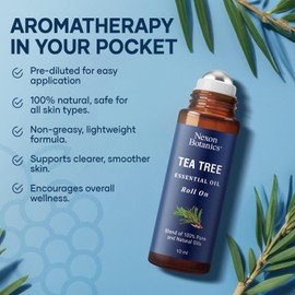 Tea Tree Oil Roll-On 10 ml - 100% Pure, Natural Essential Oil for Aromatherapy, Skin, Face & Body - Pre-Diluted for Travel - Nexon Botanics