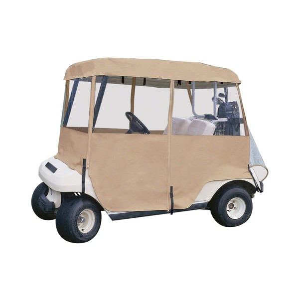 Classic Accessories Fairway 4-Sided Deluxe 2-Person Golf Cart Enclosure, 72072,Tan