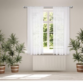 Safdie & Co. White Sheer Curtains 63 Inches Long 2 Panels.Rod Pocket Window Curtain. Patio Door Curtain.Cortinas para Ventanas.
