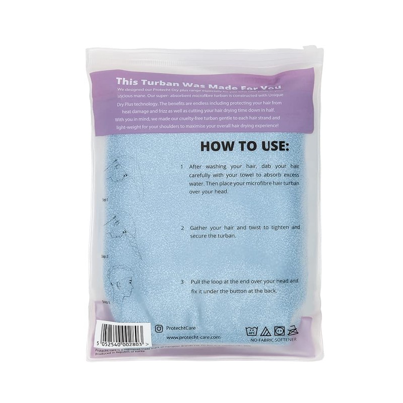 PROTECHT DRYPLUS Super Absorbent Microfibre Hair Turban - Blue Fog