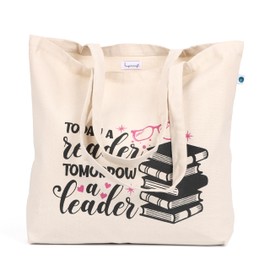 FINGERCRAFT Tote Bag, Lightweight and High Capacity Natural Cotton Canvas Shopping Bag, Multipurpose Regular Uses Grocery and Carry Bags for Men and Women Reader