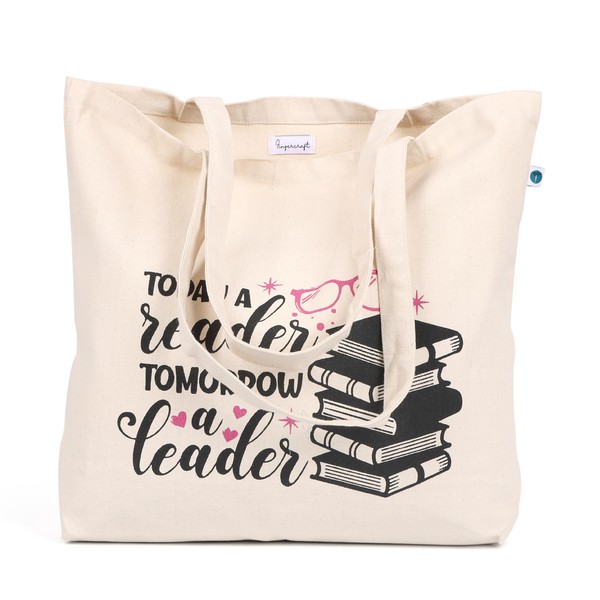 FINGERCRAFT Tote Bag, Lightweight and High Capacity Natural Cotton Canvas
