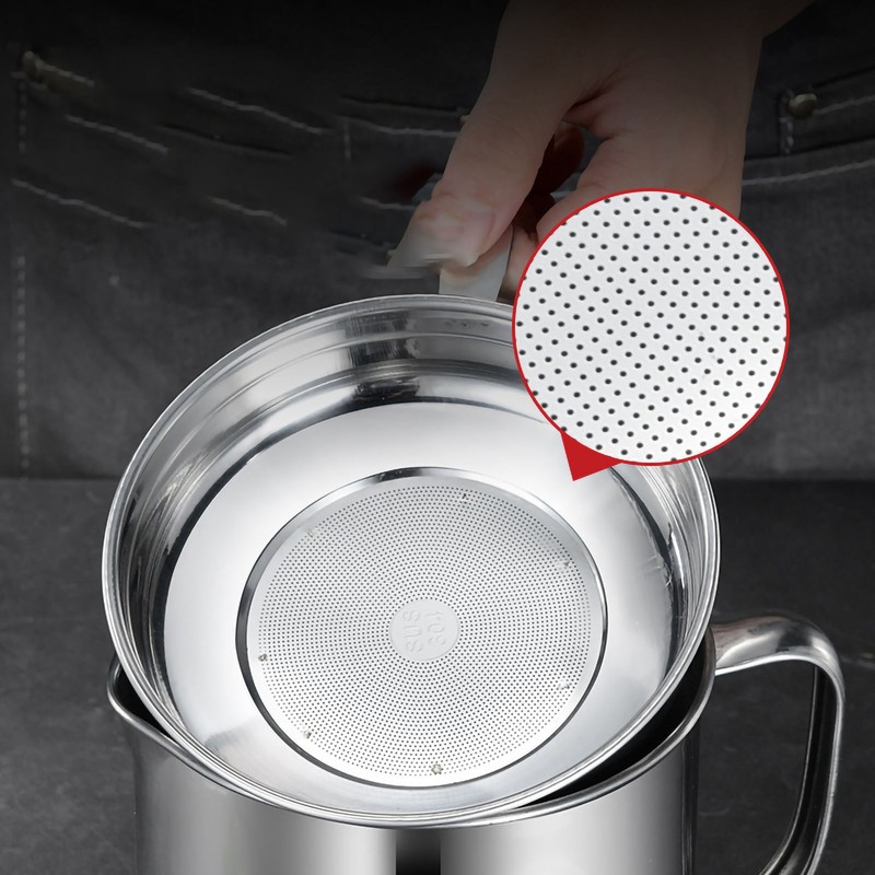 Oil Container Grease Pot Stainless Steel Strainer Large Capacity for