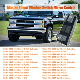 Generic Master Power Window Switch Mirror Control 15151356 15151362 Fit for 1994-2001 Chevy GMC C1500 C2500 C3500 K1500 K2500 K3500 Tahoe Yukon, Driver & Passenger Side 2 Door