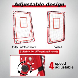 bimiti 6 * 4ft Baseball Rebound Net Adjustable 4 Stops Volleyball Rebounder Lacrosse Rebounder for Pitching and Field Training Bounce Back Net for Baseball Softball Lacrosse Volleyball and Tennis