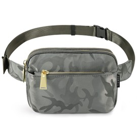 ZORFIN Fanny Packs for Women Men: Crossbody Belt Bag with Adjustable Strap - Fashion Waist Packs for Workout Running Traveling Hiking Camo Gray