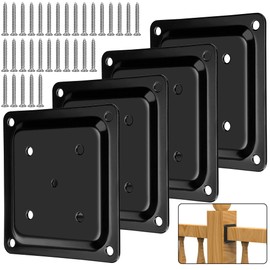 4 Pcs Wood Post Plate Connector, 4" x 4" Wood Fence Post Anchor Base, Deck Porch Railing Support Base, Powder-Coated Decking Post Base (4)