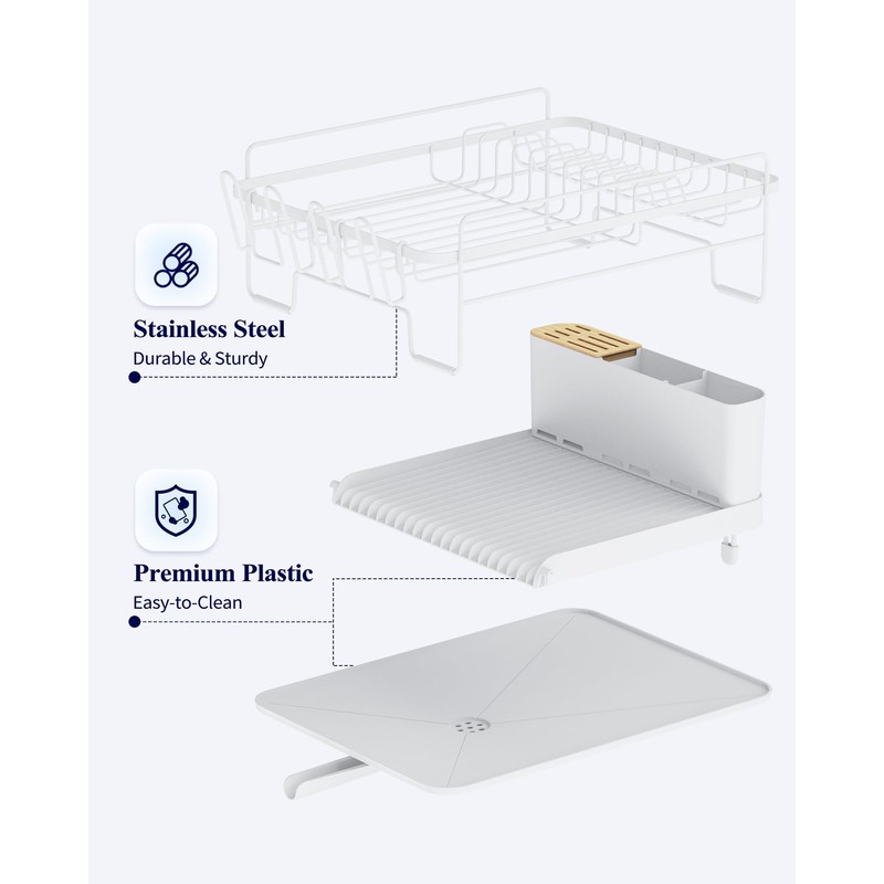 Kitsure Large Dish Drying Rack - Extendable Dish Rack, Multifunctional