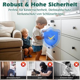 Eseesmart RFID Fingerprint Smart Lock, No Drilling Digital Electronic Biometric Bluetooth Code Lock for Adults, Spirits, Files, Desk, Cabinet, Silver