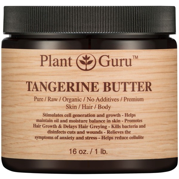 Tangerine Body Butter 16 oz. 100% Pure Raw Fresh Natural Cold Pressed. Skin Body and Hair Moisturizer, DIY Creams, Balms, Lotions, Soaps.