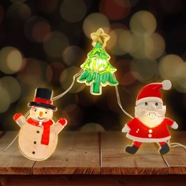 JOYFULPARTNER Christmas Tree Santa Snowman Lights Decorations, 10FT 30LED Warm White Mini Christmas String Lights Indoor USB & Battery Powered Remote Timer Fairy Decorative Light Xmas Bedroom Party