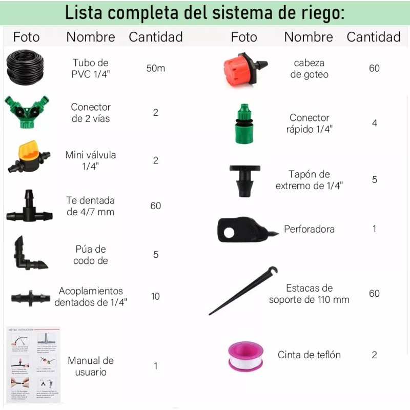 FEYMITECHNO SHOP Sistema De Riego Automático Ahorrador Por Goteo 50m,