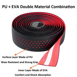 MOCNT Bicycle Handlebar Tape Breathable Cycling Bike Handlebar Tape PU EVA Handle Bar Grip Wrap Tapes Comfort Non Slip Shock Absorbent Road Bike Handlebar Drop Bar Tape Red