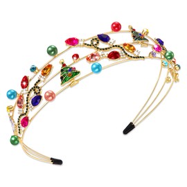 vokone Christmas Headbands for Women Light Bulb Headbands Multi Layer Crystal Hairbands Christmas Holiday Party Hair Accessory Gifts(Light Bulb)