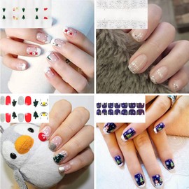 Christmas Nail Polish Stickers,168PCS Christmas Nail Wraps Snowflake Elk Xmas Tree Christmas Hat Winter Cute Nail Design Self-Adhesive Full Cover Snowflake Nail Art Strips Decals for Christmas Party