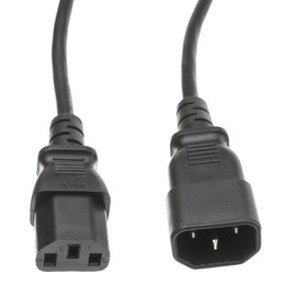 CableWholesale 1 feet Computer/Monitor Extension Power Cord, C13 Female to C14 Male Plug, 3 Pin, 18 AWG, SVT, 10 Amp, Power Extension Cable for PC/Monitor, C13 to C14 Power Extension Cord, Black